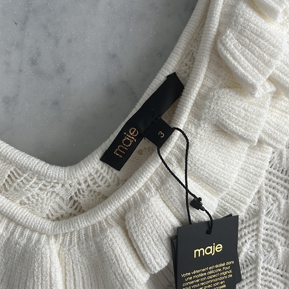 Maje Ruffle Pointelle Knit Tank - Picture 10 of 12